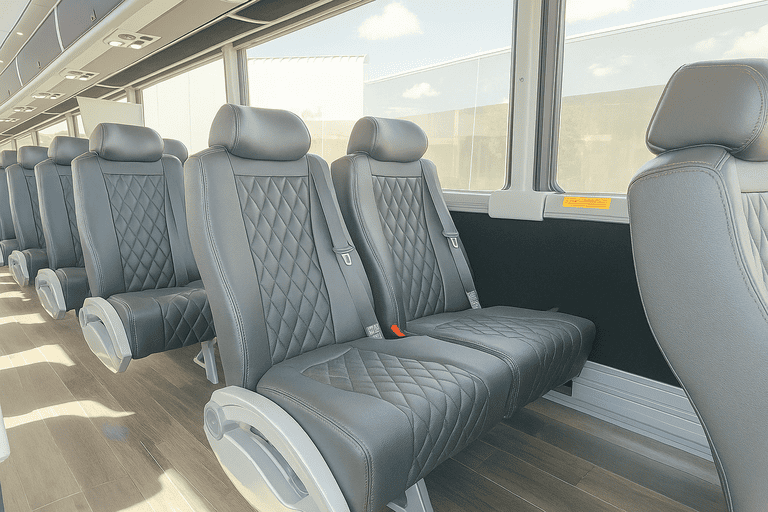 interior of San Angelo Minibus Company charter bus